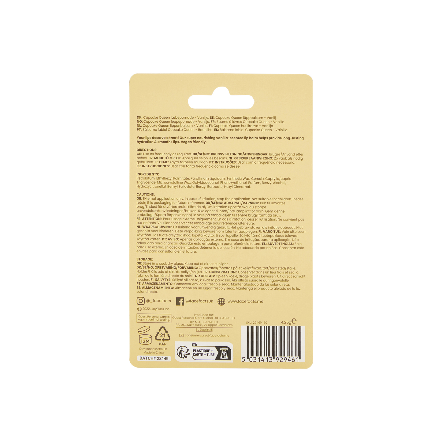 Face Facts Lip Balm 2 x 4.25g Cupcake Queen