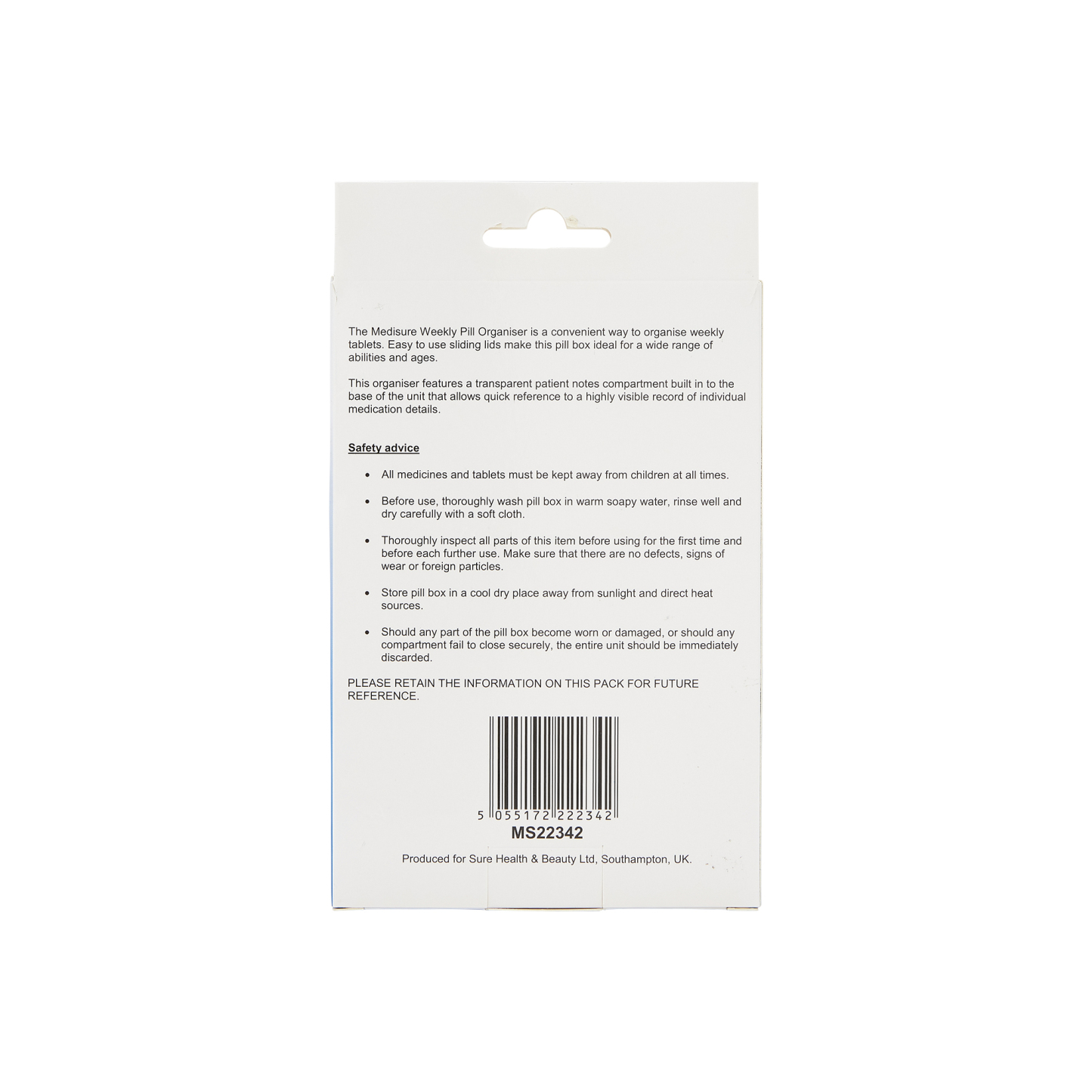 Medisure Weekly Pill Organiser