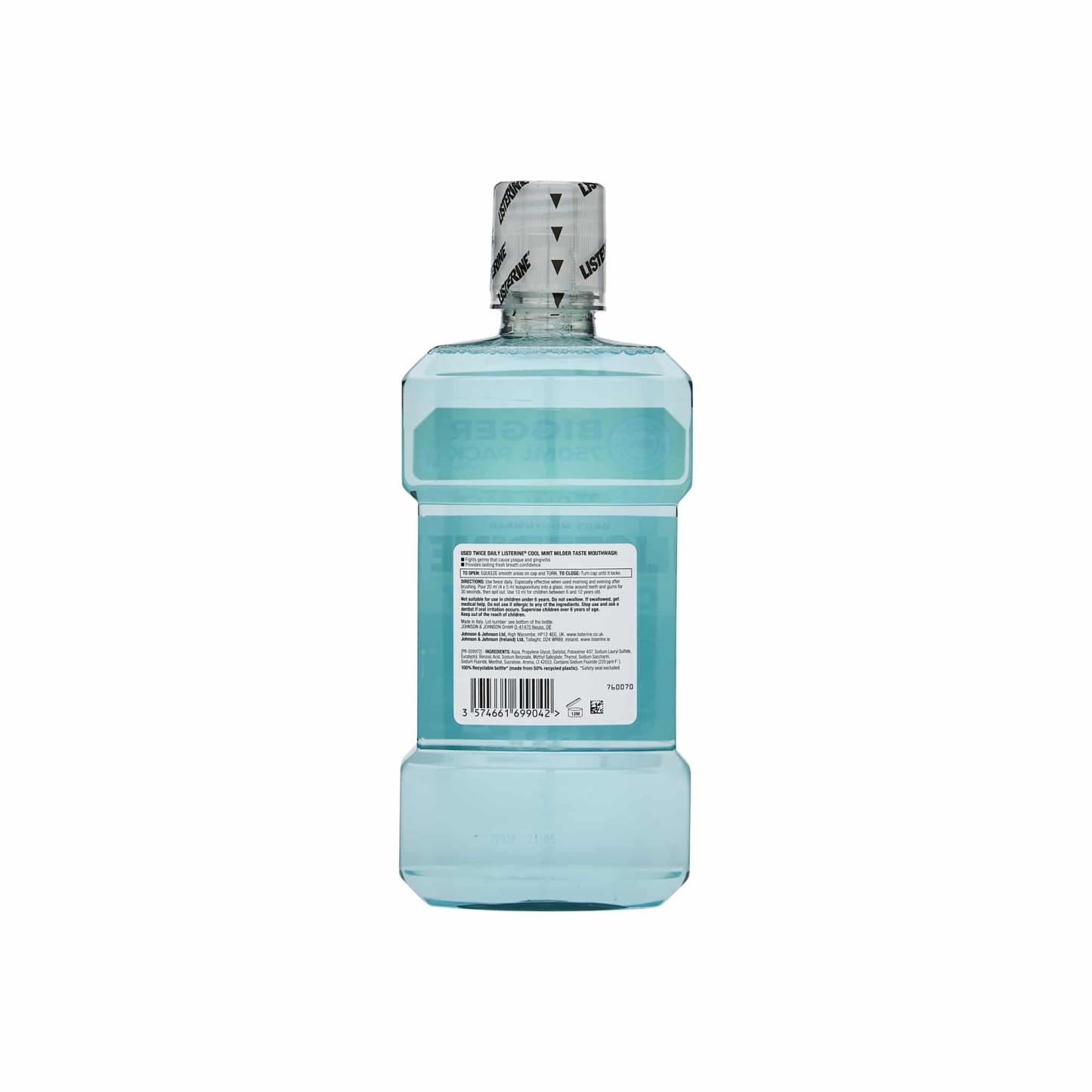 Listerine Essentials Cool Mint Milder Taste Mouthwash 750ml