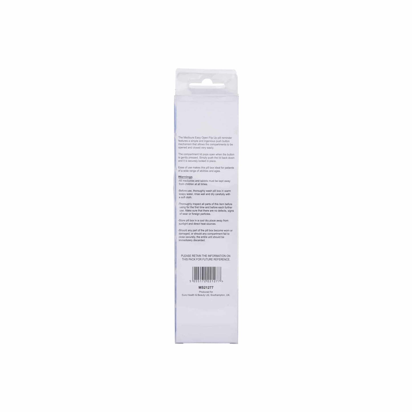 Medisure Flip Up Push Button Pill Box