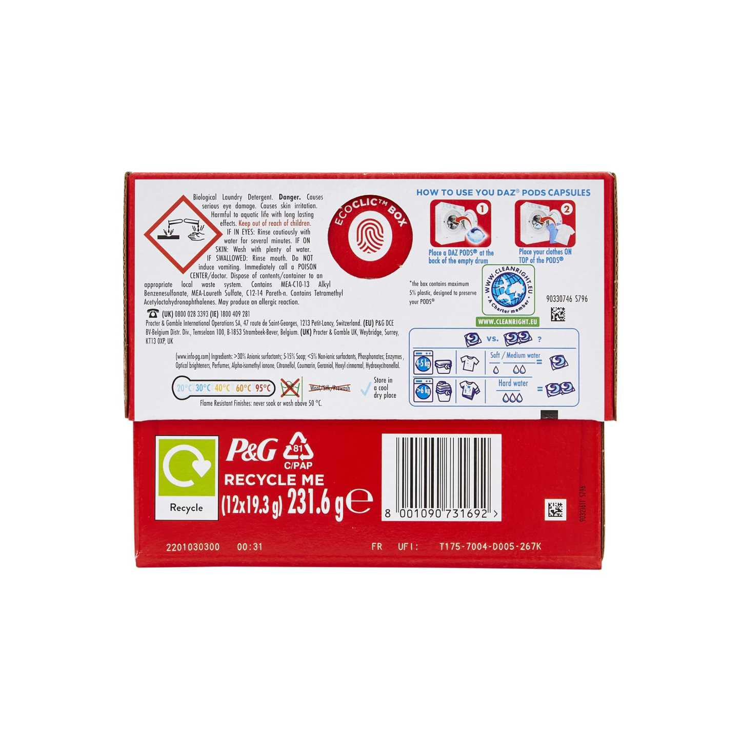 Daz All In 1 Pods Whites & Colours 12 Washes