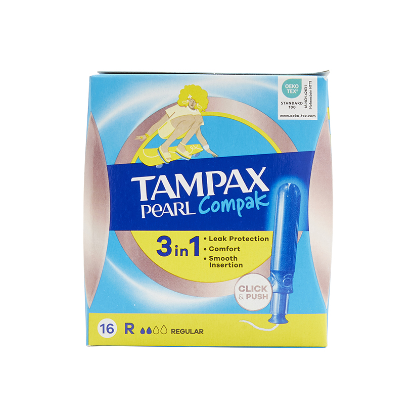 Tampax Pearl Compak Regular Tampons With Applicator x16