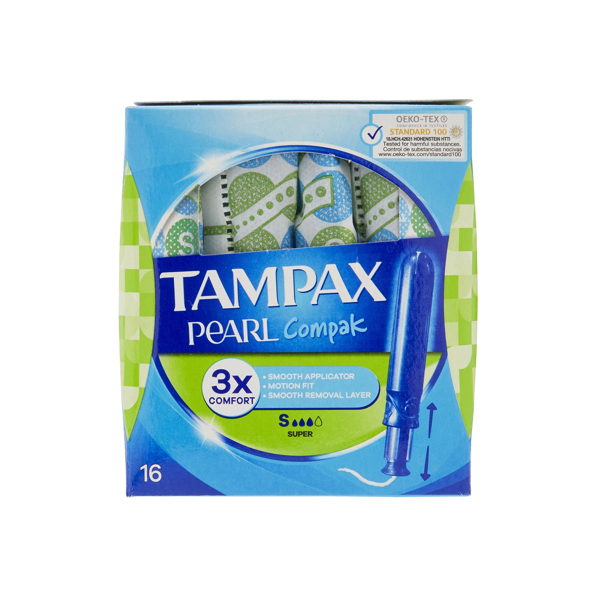 Tampax Pearl Compak Super Applicator Tampons x18