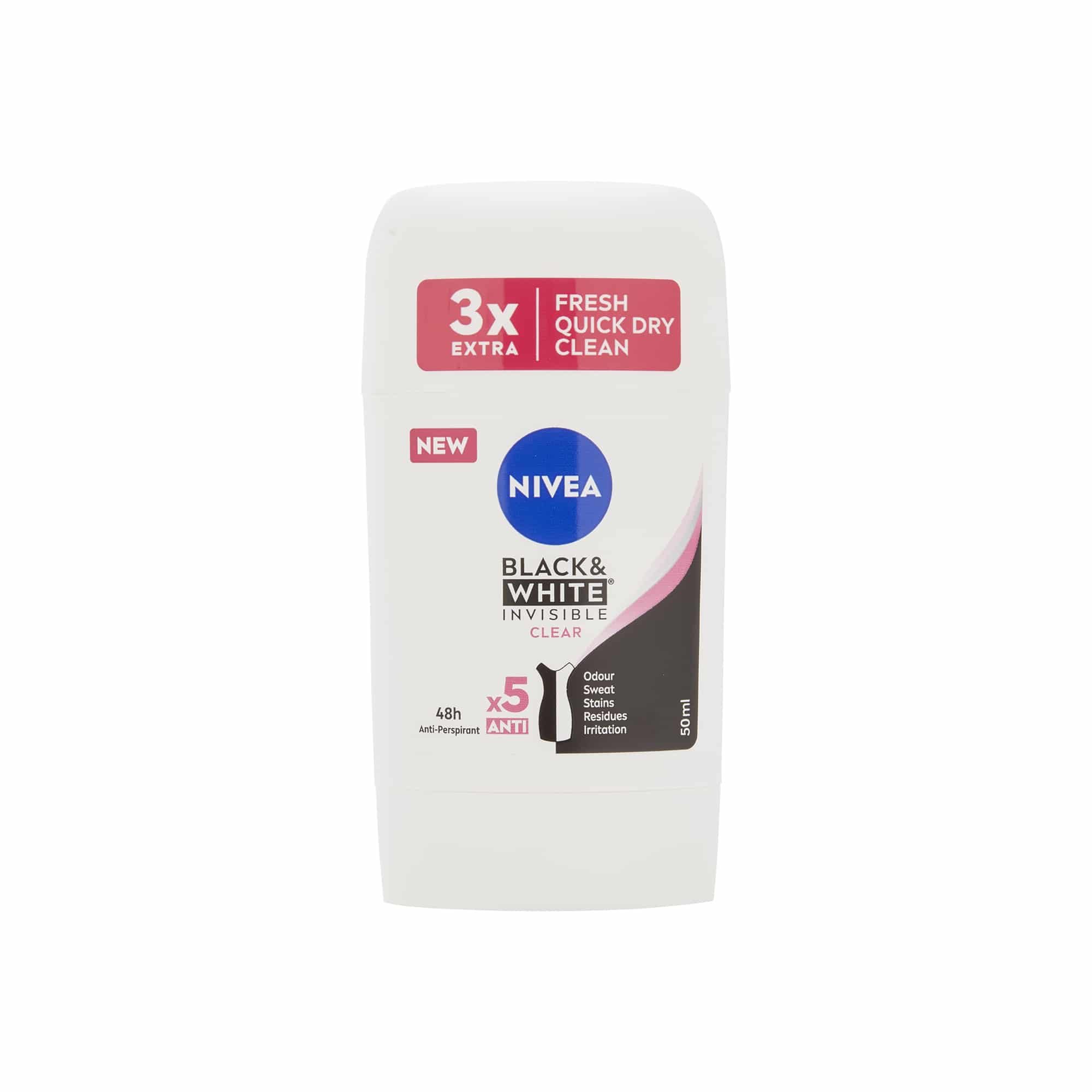 Nivea Black And White Invisible Clear Anti-Perspirant Stick 50Ml