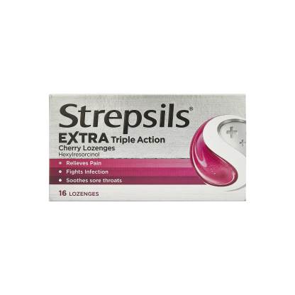 Strepsils Extra Triple Action Cherry Lozenges 16s