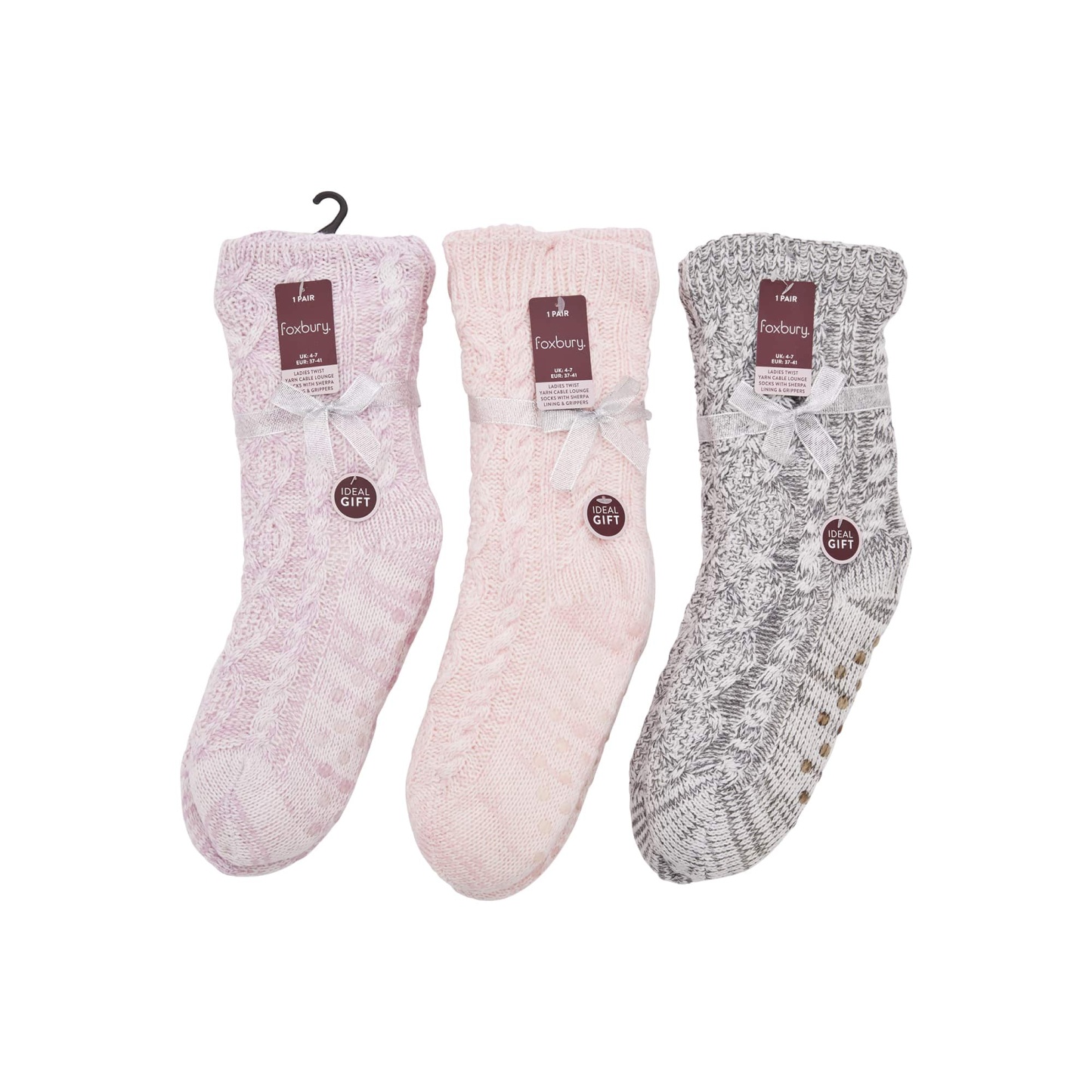 Ladies Twist Yarn Cable Lounge Sock 4-7