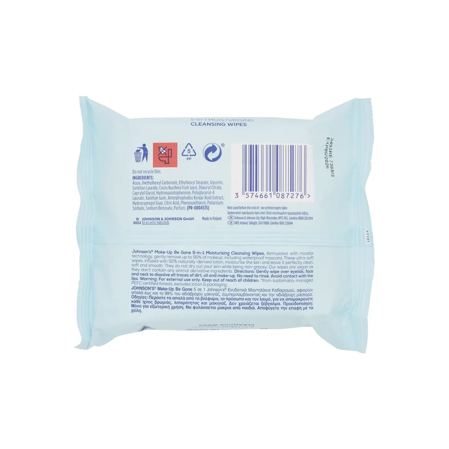 Johnson's Make-Up Be Gone 5-in-1 Moisturising Cleansing Wipes 25 Wipes