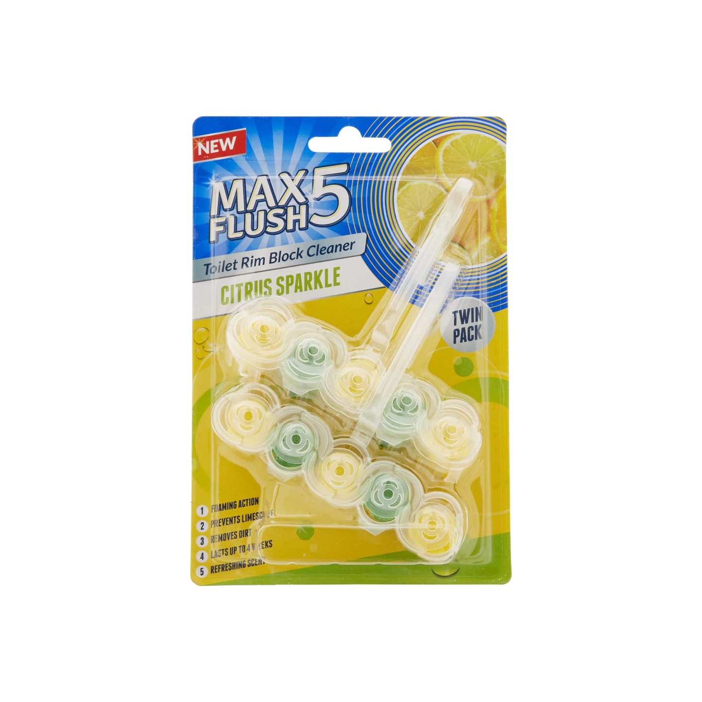 Max Flush 5 Toilet Rim Block Cleaner Citrus Sparkle