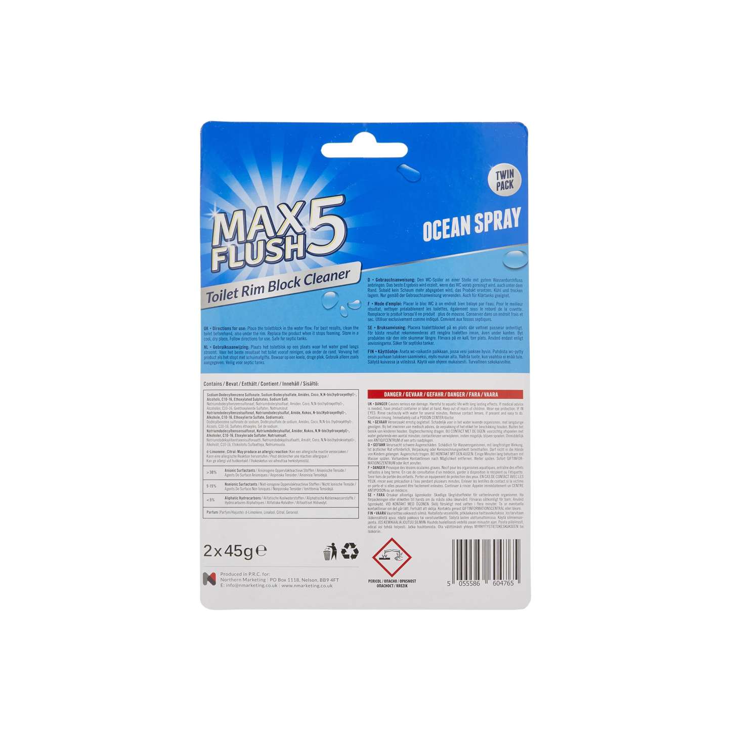 Max Flush 5 Toilet Rim Block Cleaner Ocean Spray