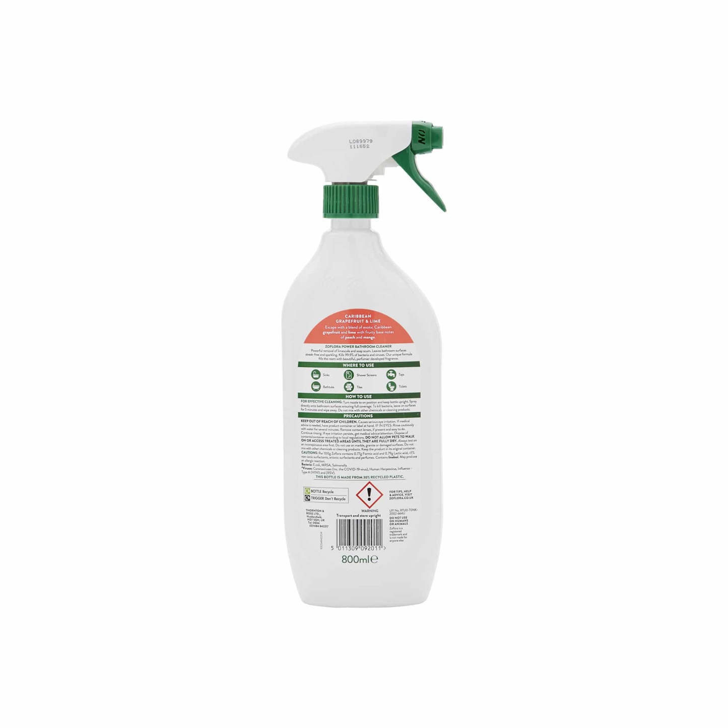 Zoflora Grapefruit & Lime Power Bathroom Cleaner 800ml