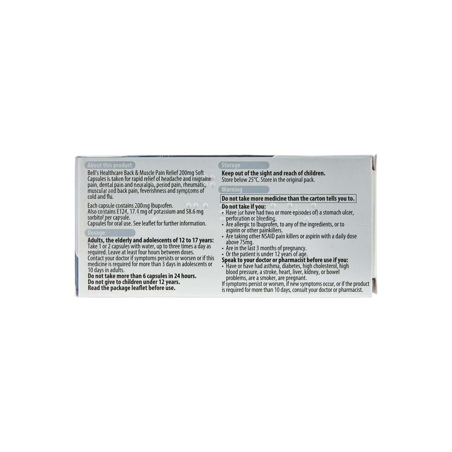 Back & Muscle Pain Relief 200mg Soft Capsules Ibuprofen