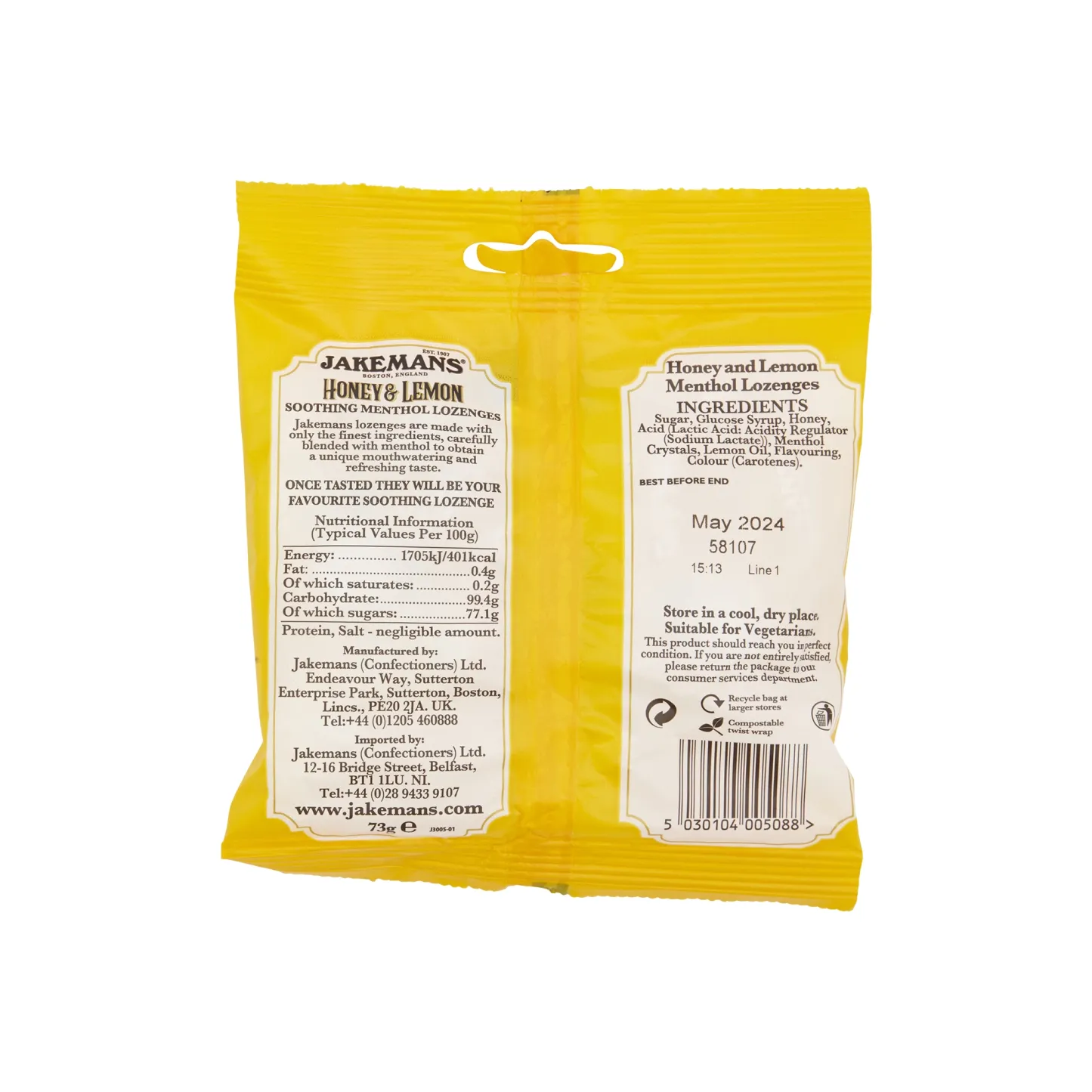 Jakemans Honey & Lemon 73g