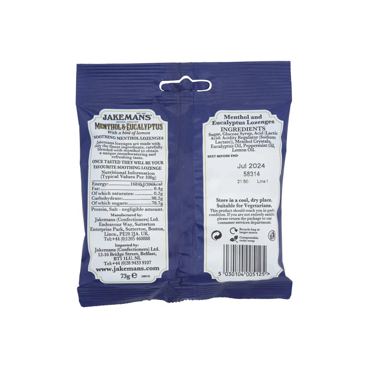 Jakemans Menthol & Eucalyptus Extra Strong 73g