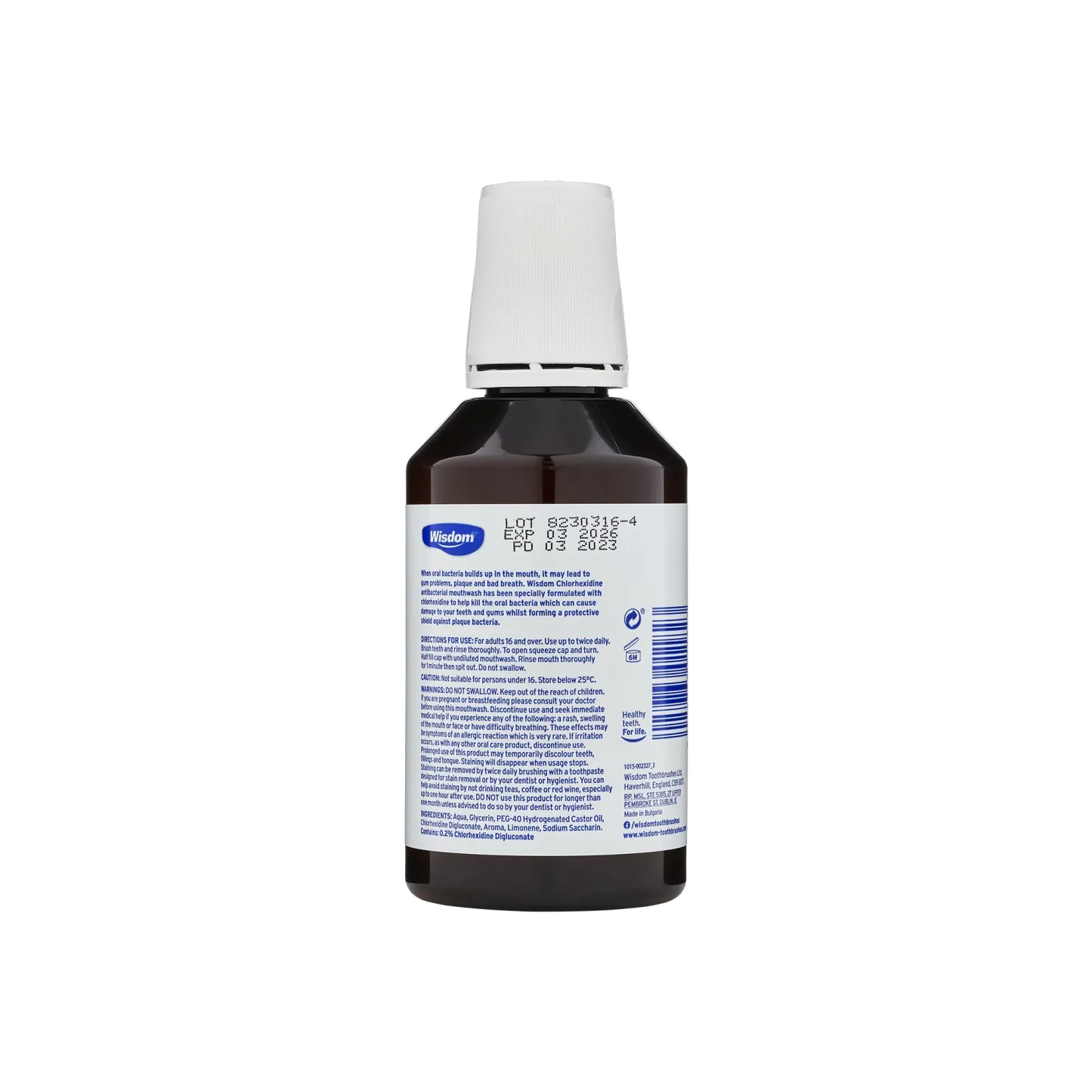 Wisdom Chlorhexidine Mint Alcohol Free Mouthwash 300ml