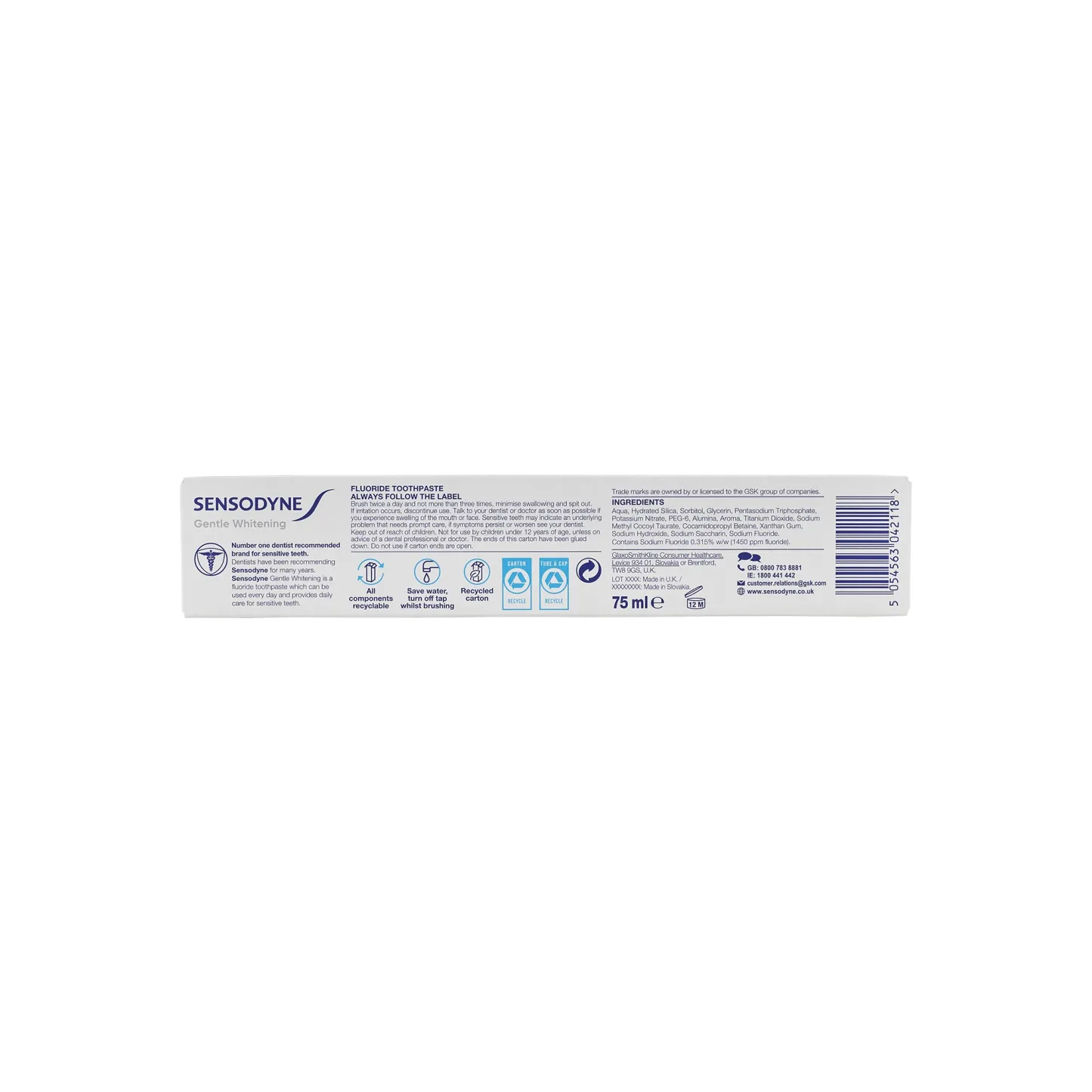 Sensodyne Daily Care Gentle Whitening Sensitive Toothpaste 75ml