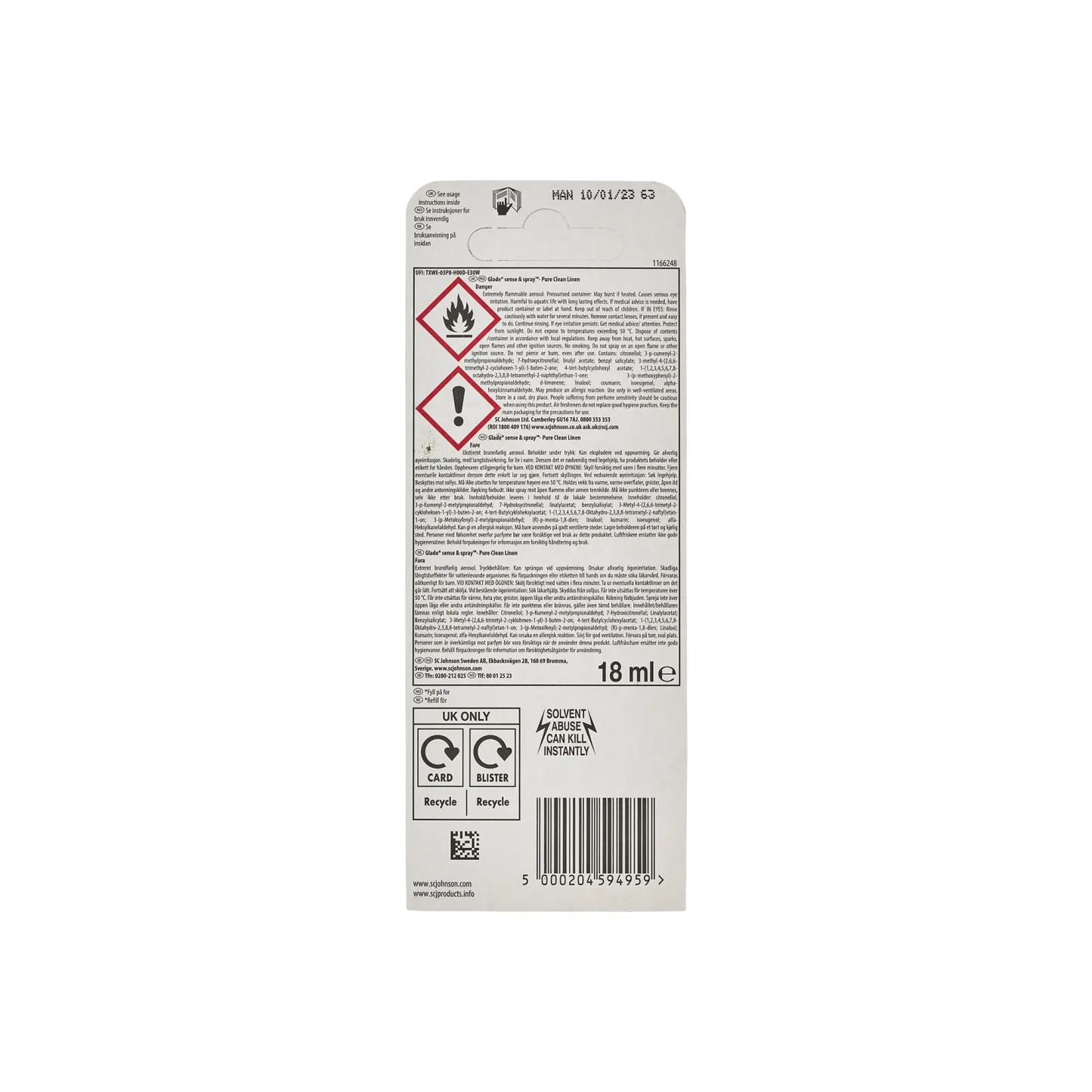 Glade Sense & Spray Pure Clean Linen Refill