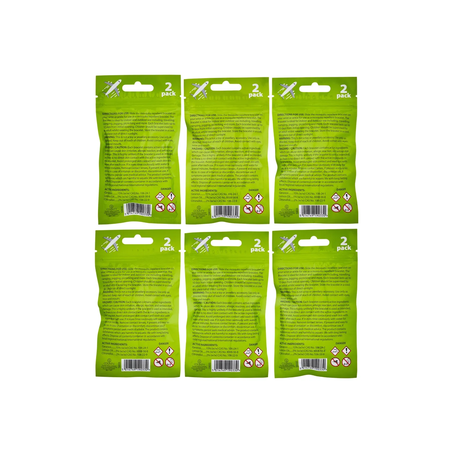 Let's Travel Anti-Mosquito Wrist Bands 2pk