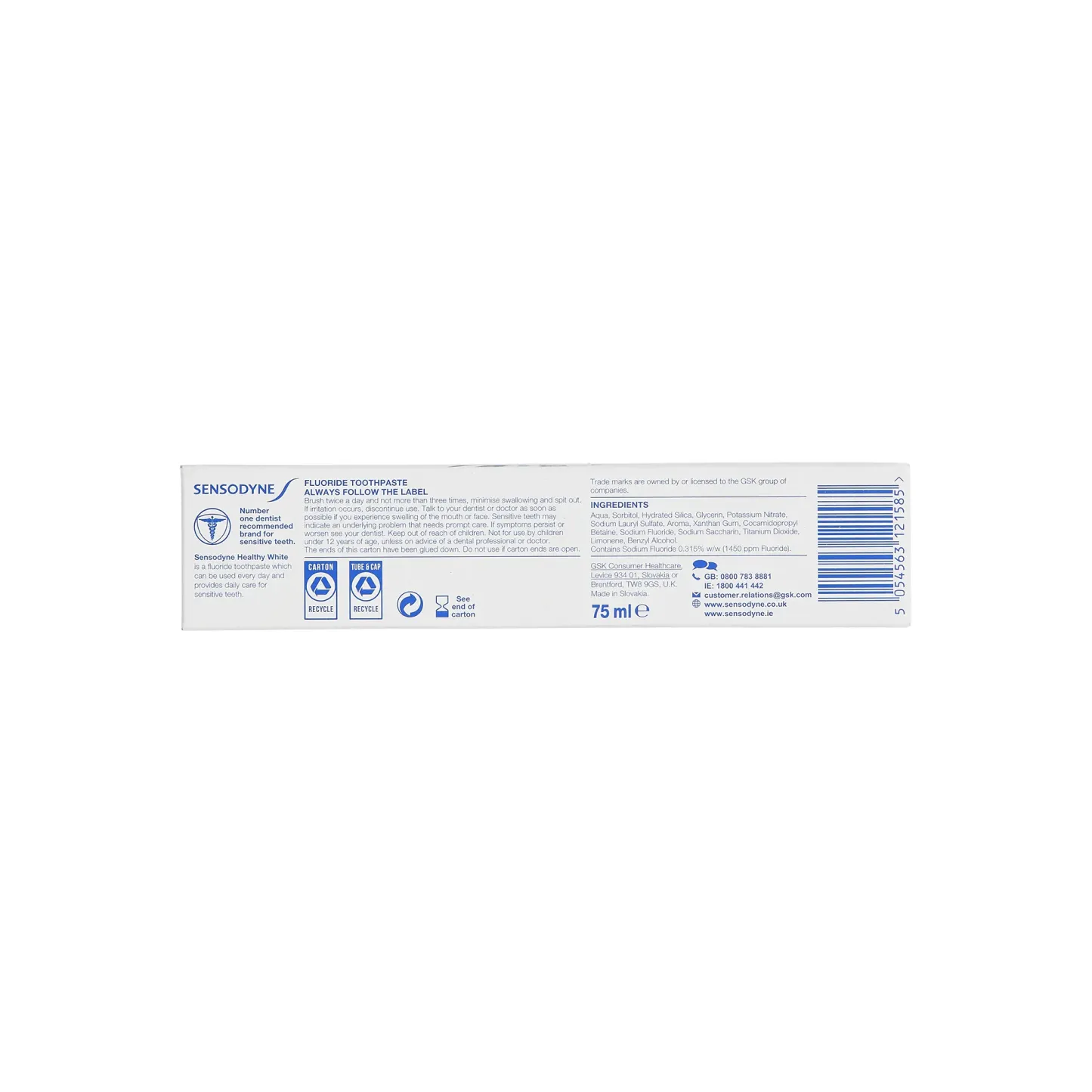 Sensodyne Nourish Healthy White Toothpaste 75ml