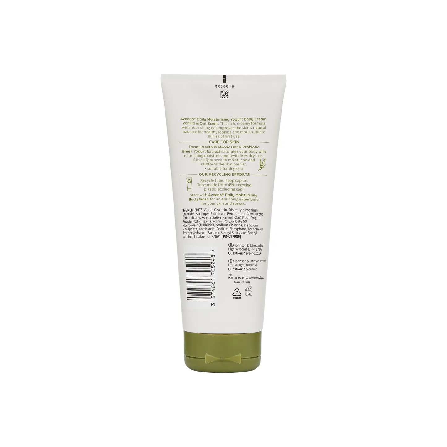 Aveeno Daily Moisturising Vanilla & Oat Body Cream 200ml