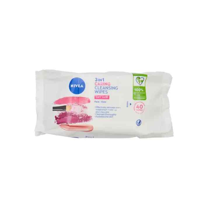 NIVEA Biodegradable Cleansing Face Wipes Dry Skin 40 pack