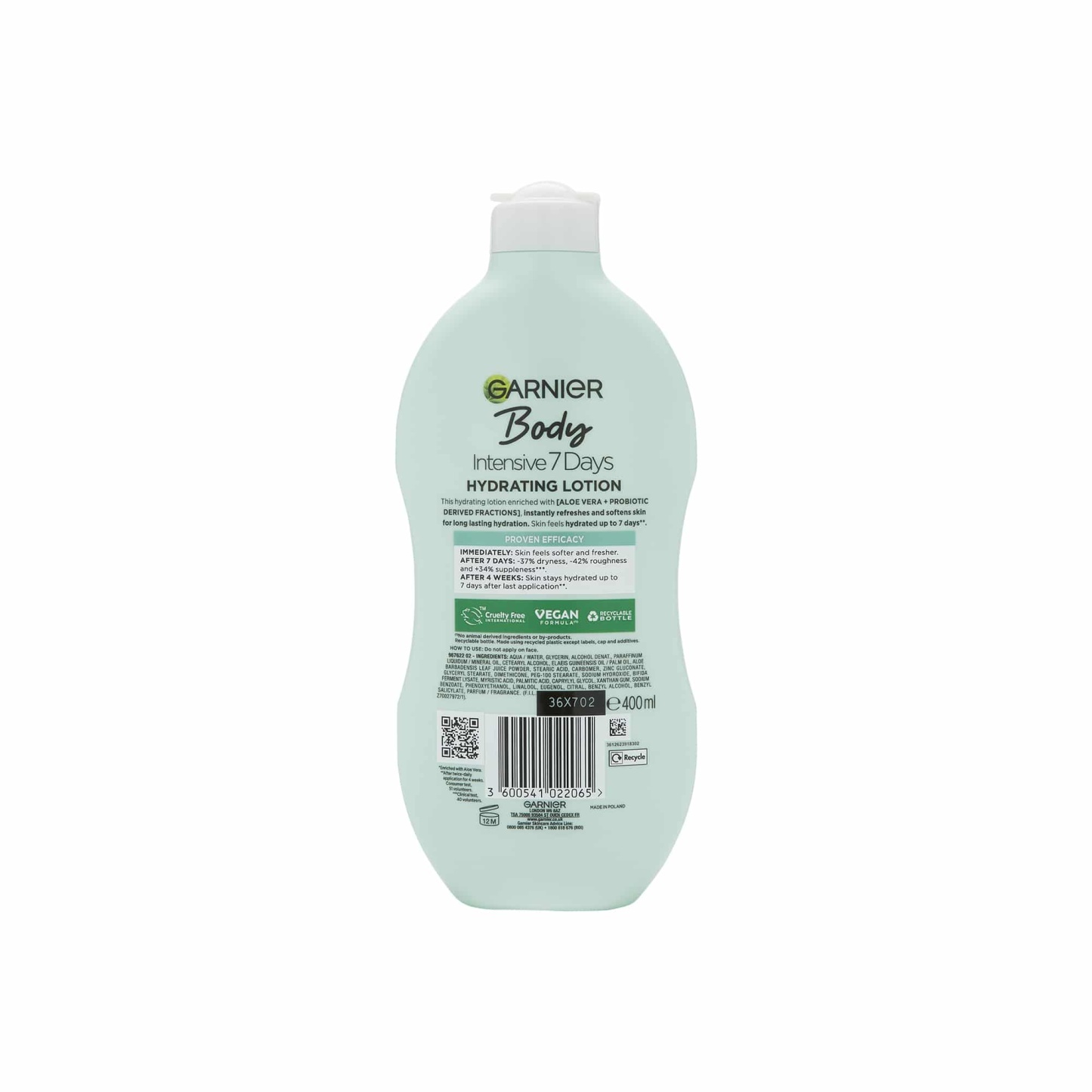 Garnier Intensive 7 Days Aloe Vera & Probiotic Extract Body Lotion 400ml