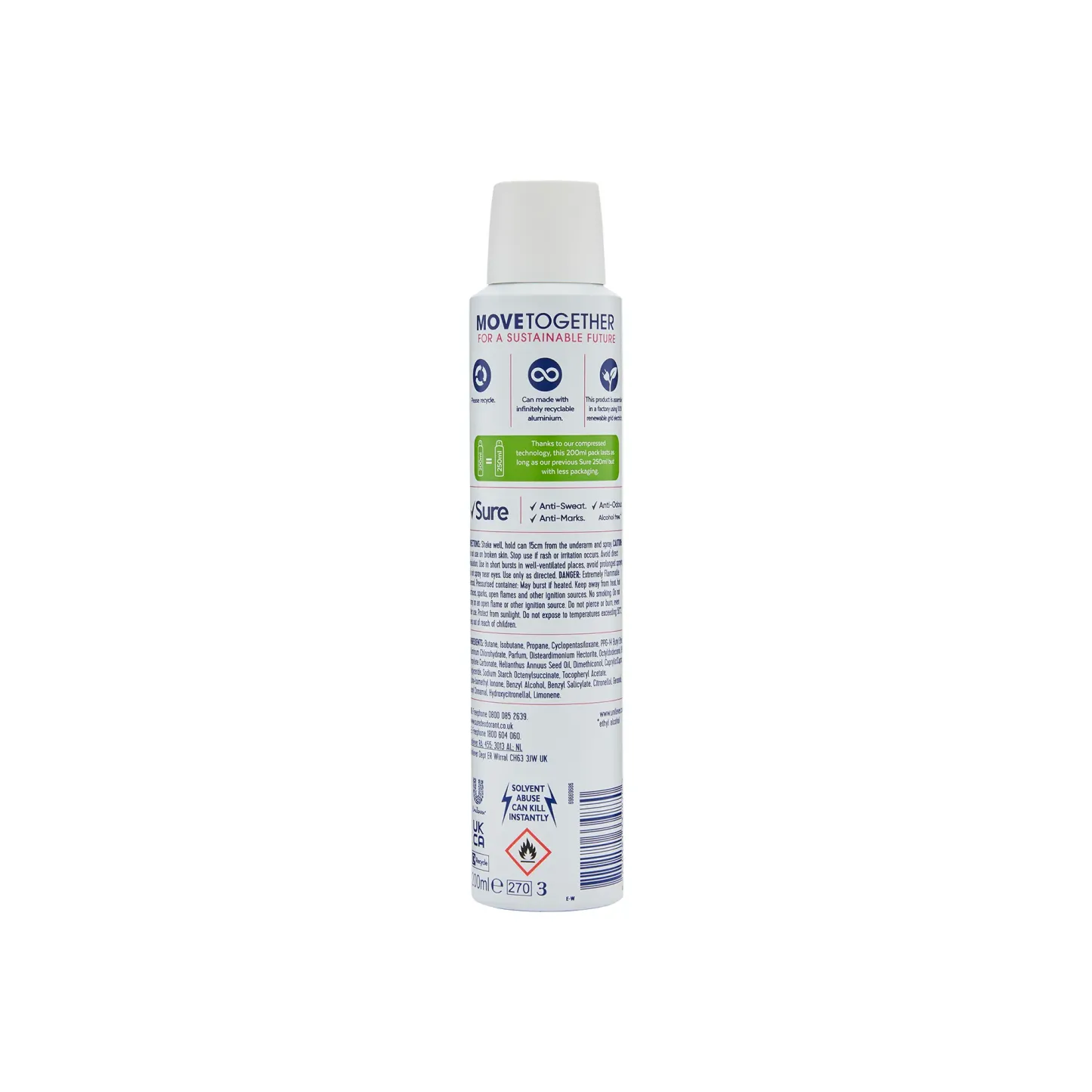 Sure Invisible Pure Nonstop Protection Anti-perspirant Deodorant Aerosol 200ml