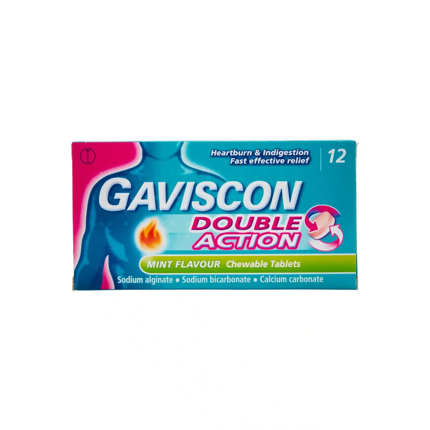 Gaviscon Double Action Heartburn & Indigestion Mint Flavour Tablets x12