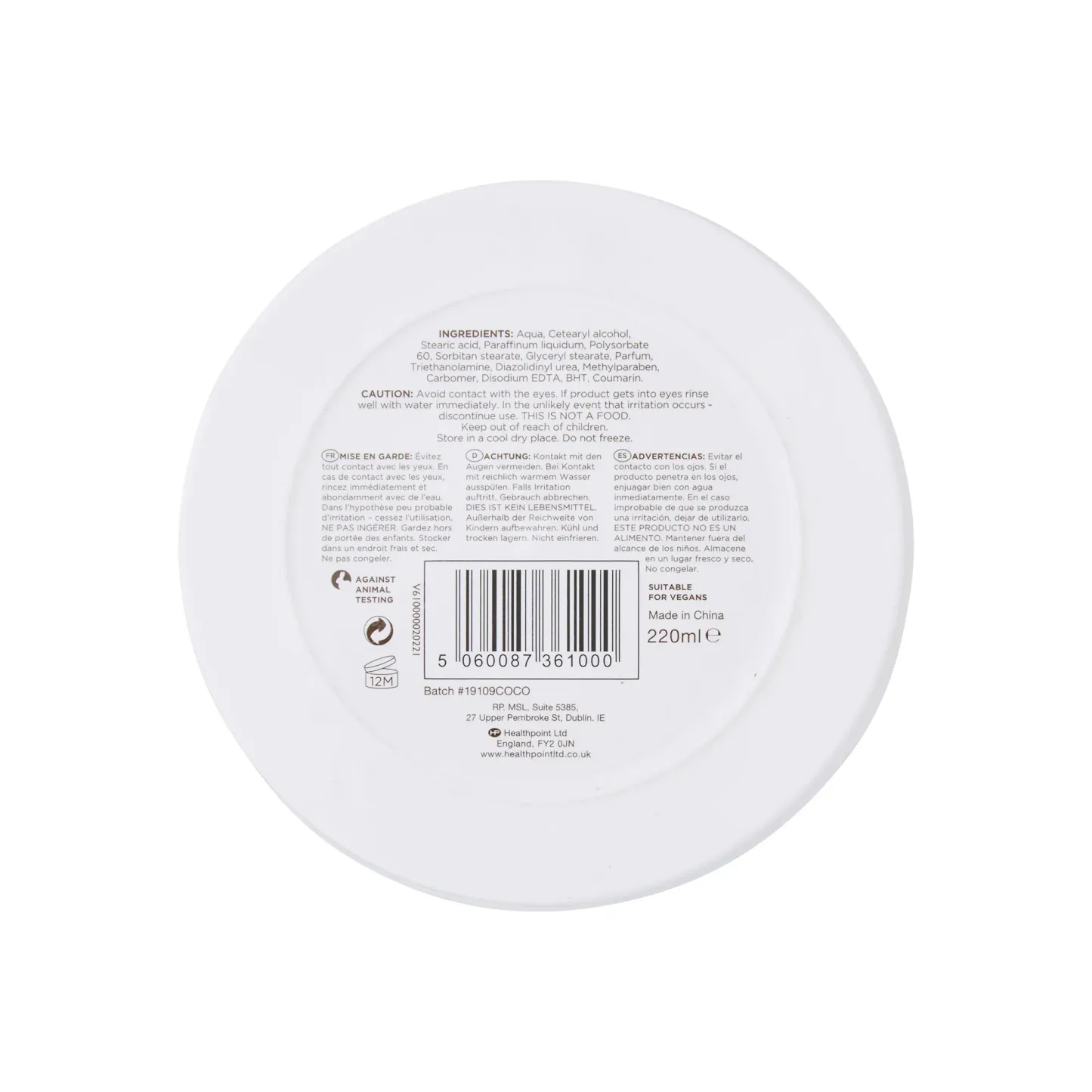 DermaV10 Coconut Body Butter 220ml