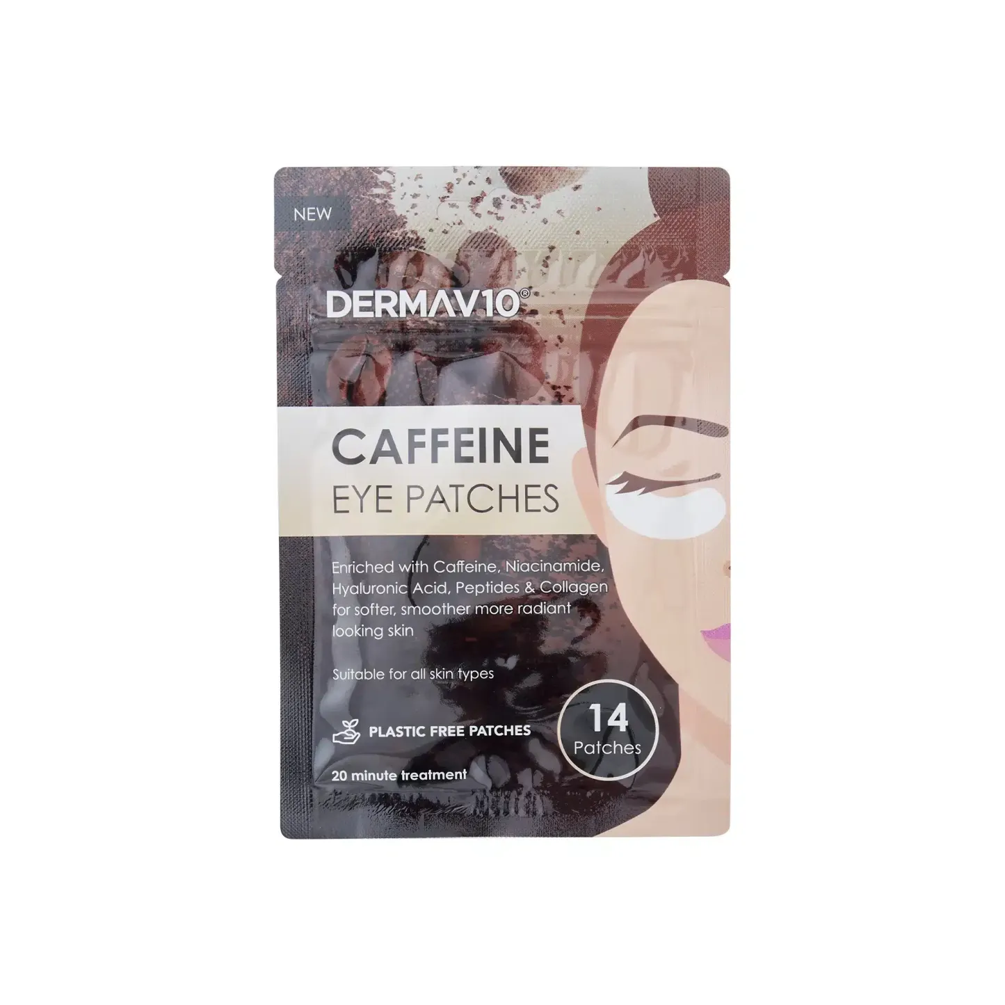 DermaV10 Caffine Eye Patches 14 Patches