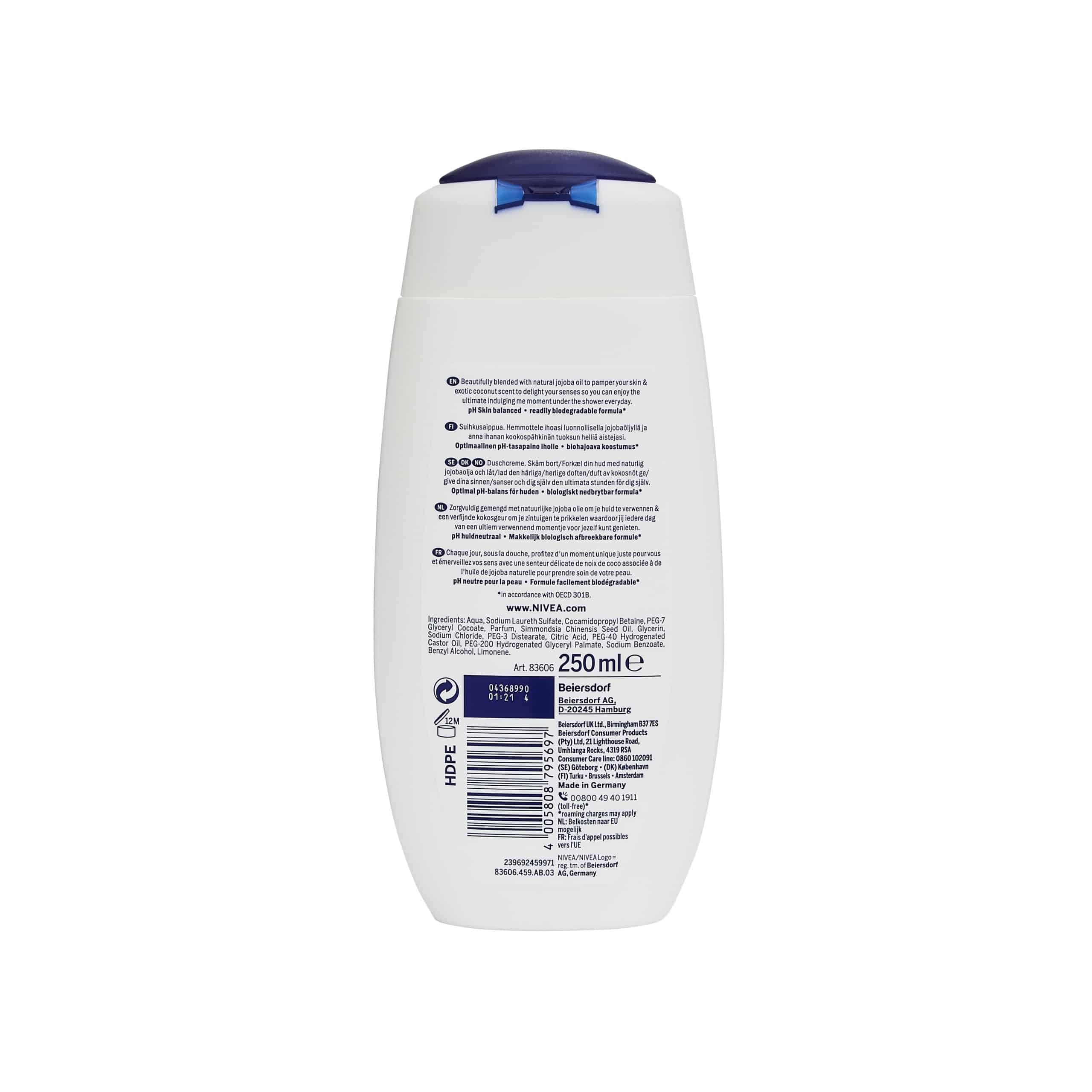 NIVEA Caring Shower Cream with Coconut & Jojoba Oil 250ml