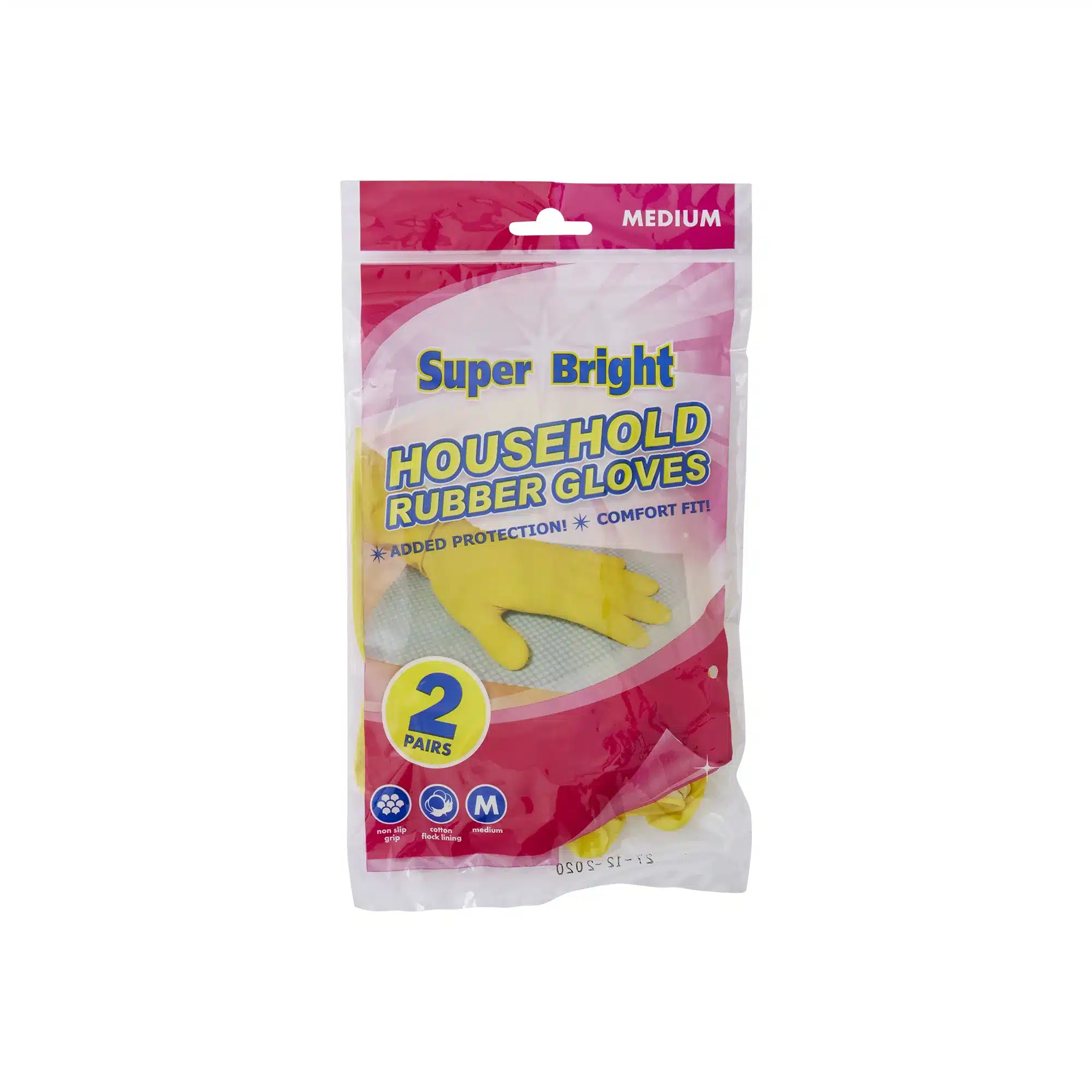 Super Bright Rubber Gloves Medium 2 Pairs