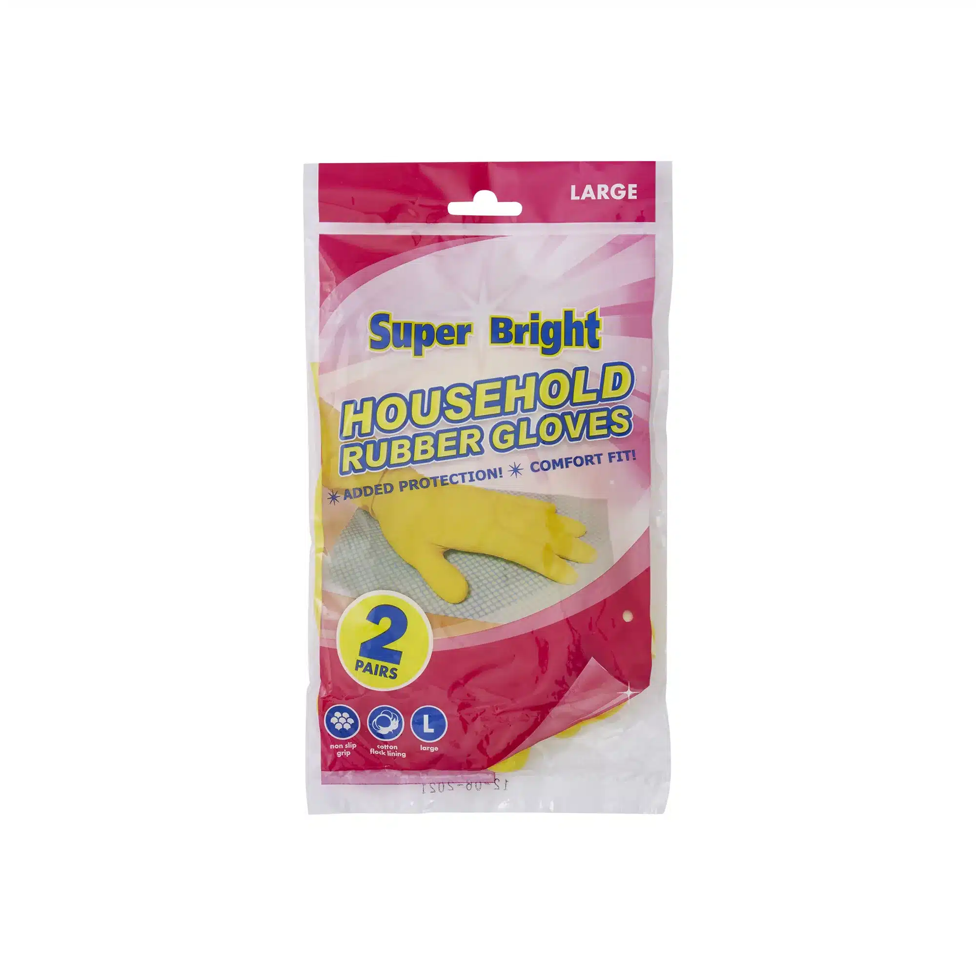 Super Bright Rubber Gloves Large 2 Pairs