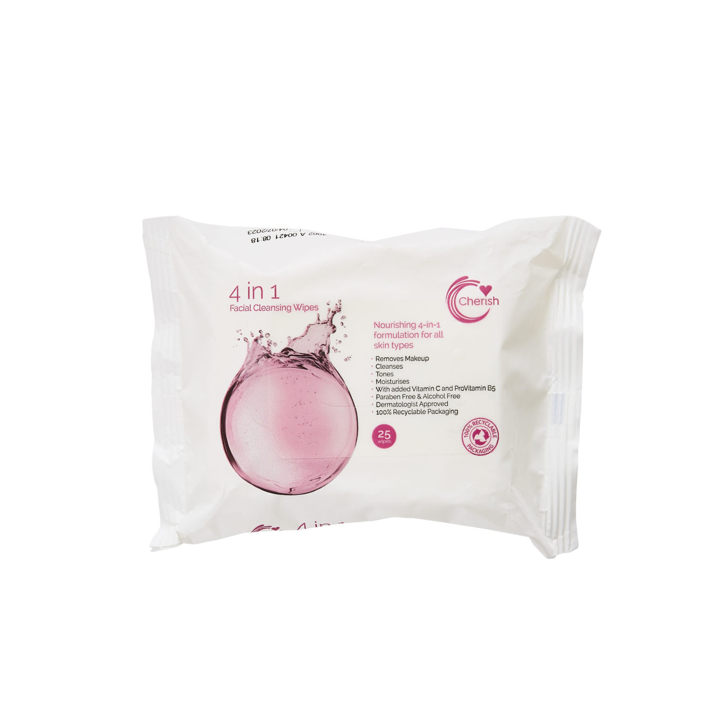 Cherish 4 in 1 Facial Cleansing Wipes 25's