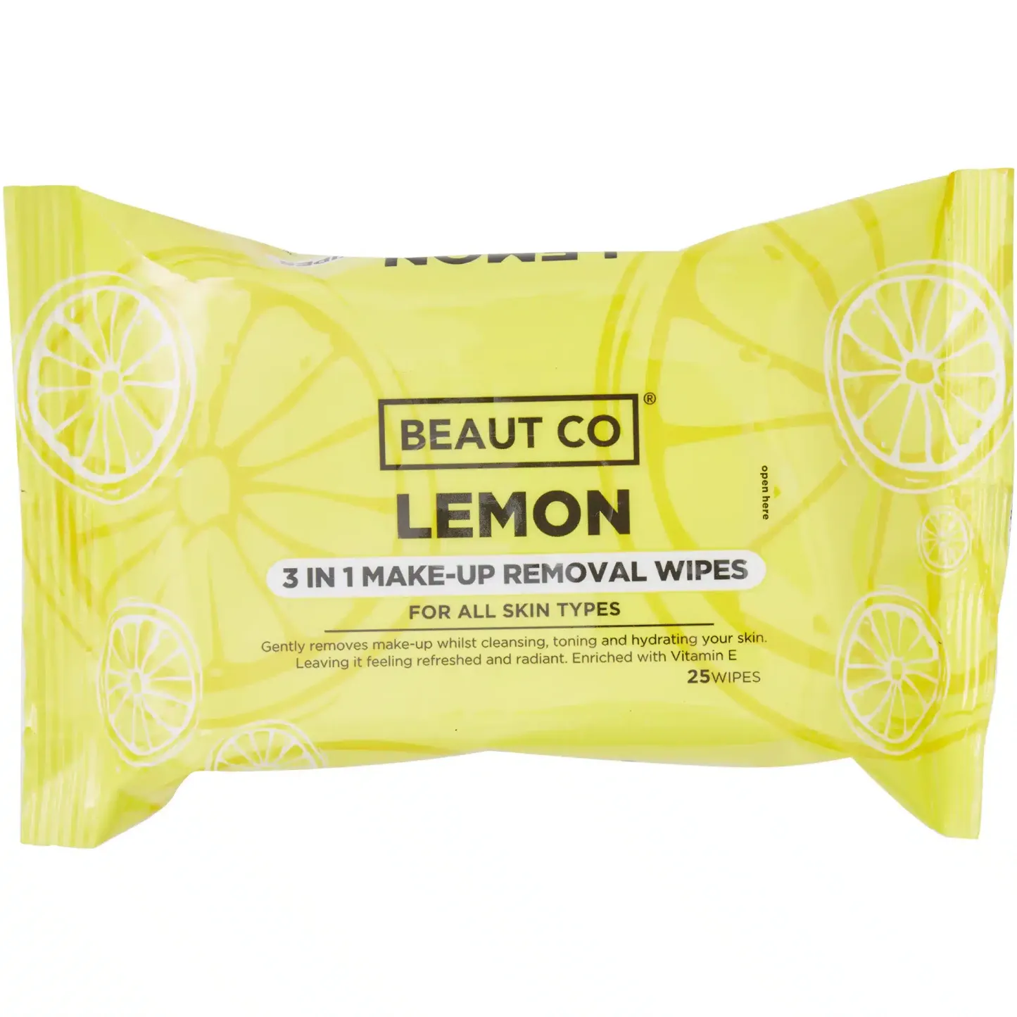 Beaut Co Lemon 3 in 1 Make-up Removal Wipes 25's