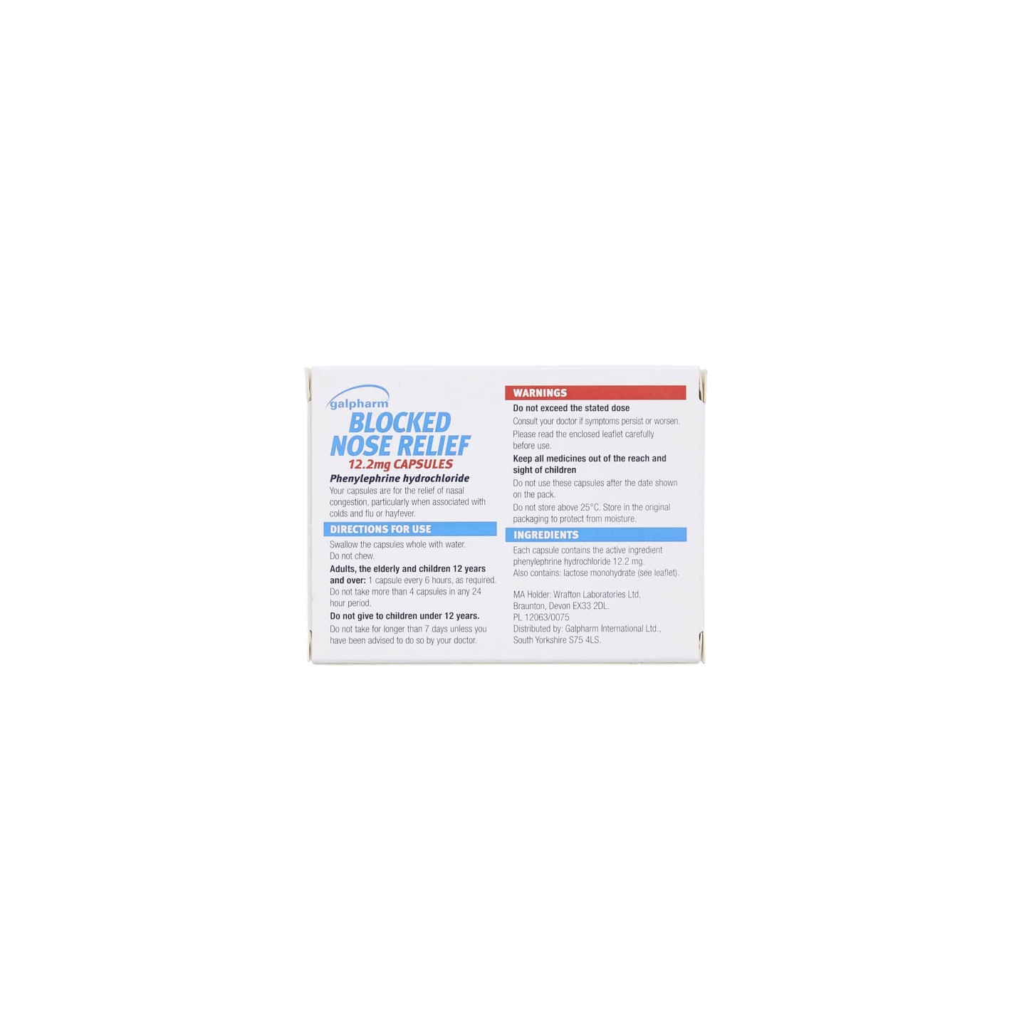 Galpharm Blocked Nose Relief 12.2mg Capsules 12's