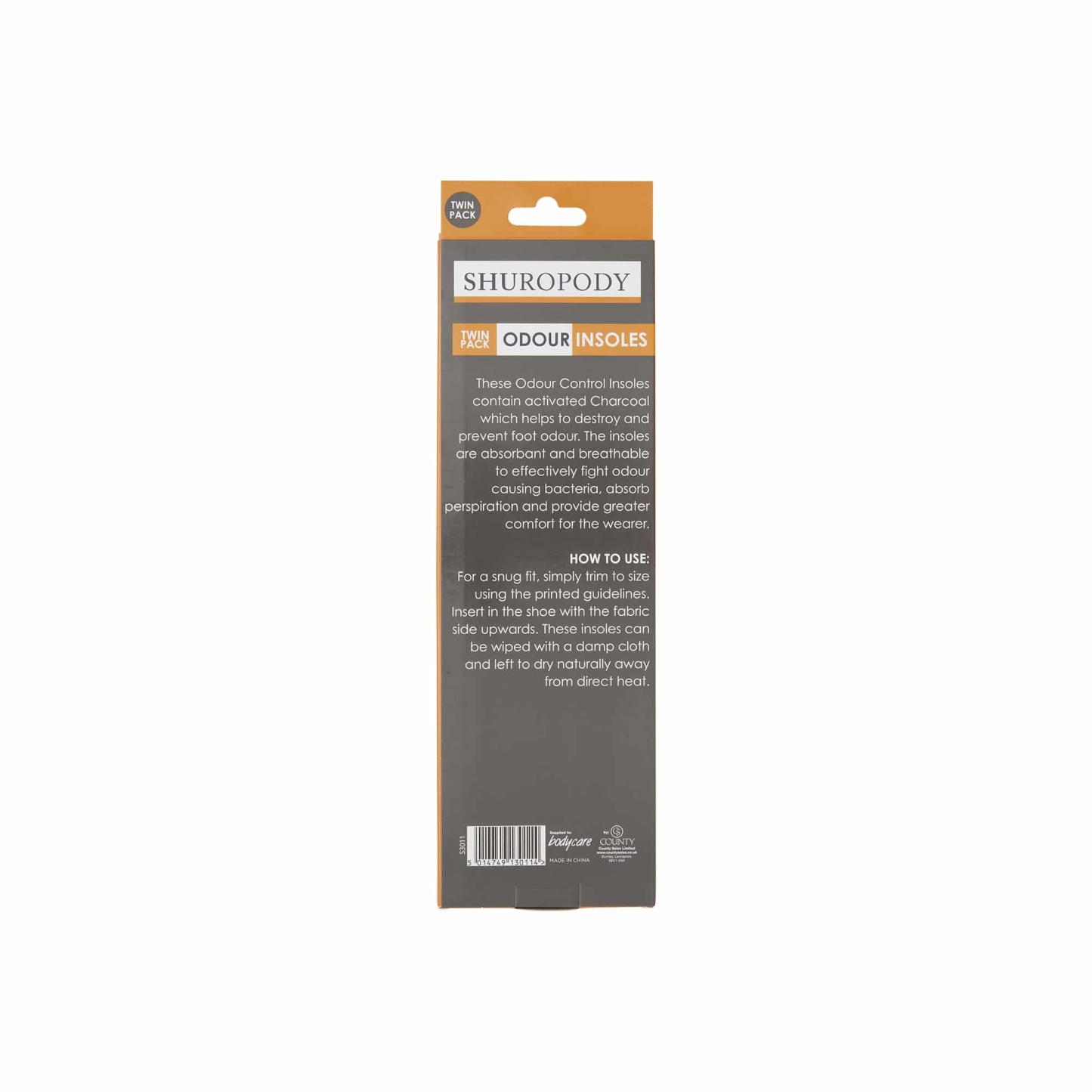 Shuropody Odour Insoles Twin Pack Cut To Size 36-45
