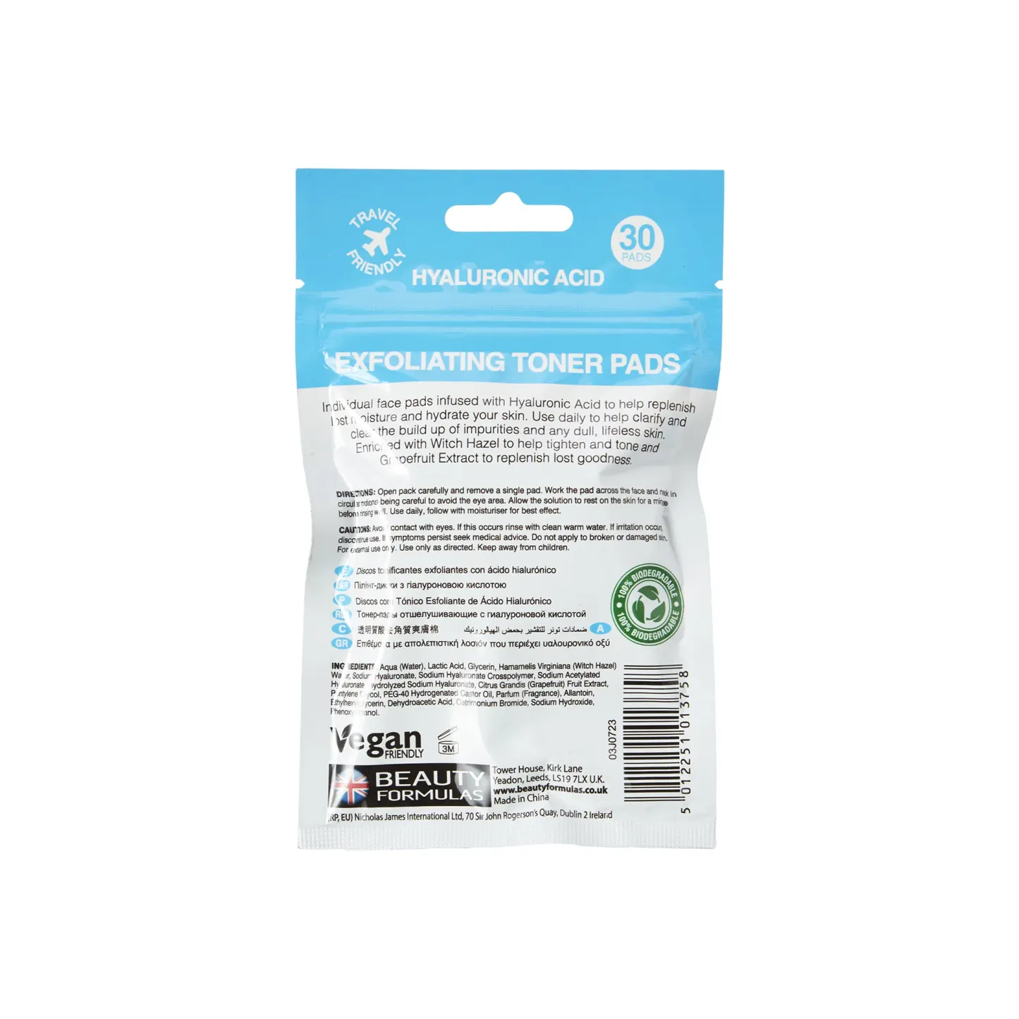 Beauty Formulas Hyaluronic Exfoliating Toner Pads 30's