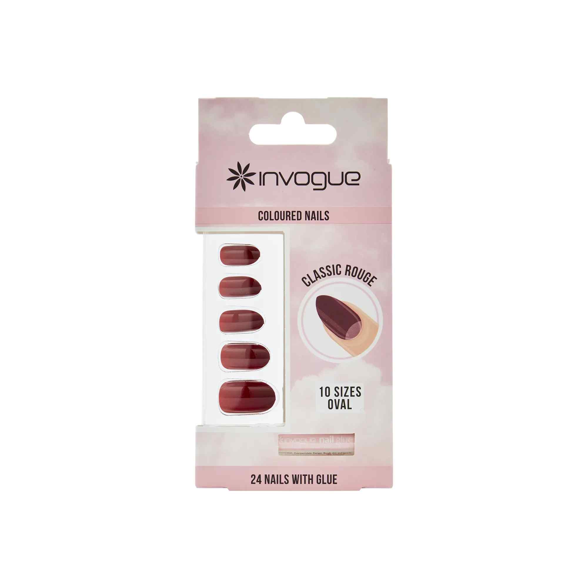 Invogue Classic Rouge Oval Nails - Pack of 24