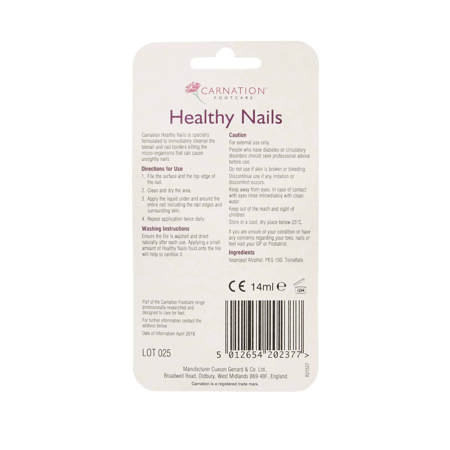 Carnation Healthy Nails 14ml Bottle With Nail File