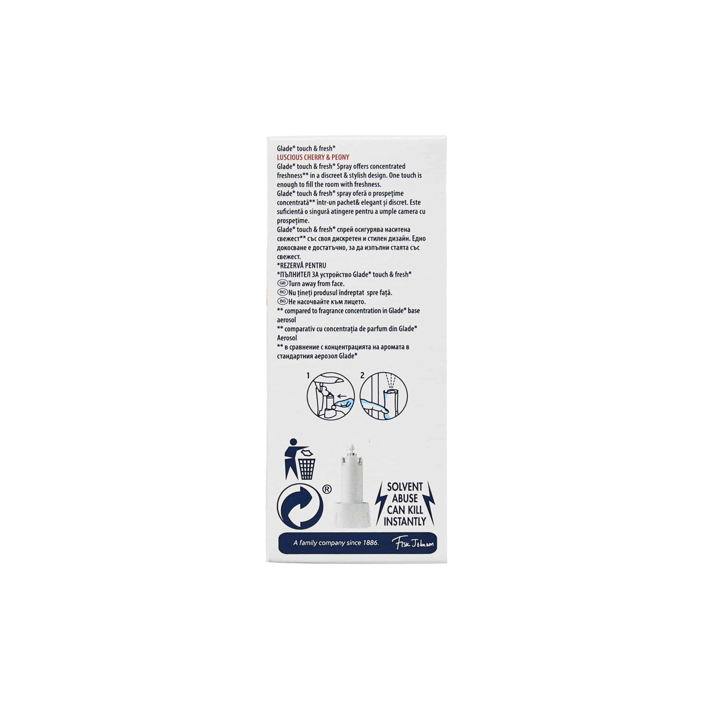 Glade Touch & Fresh Refill Lucious Cherry & Peony 10ml