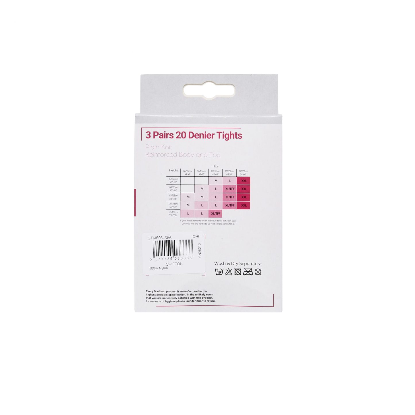 Madison 20 Denier Tights Large Chiffon 3 Pack
