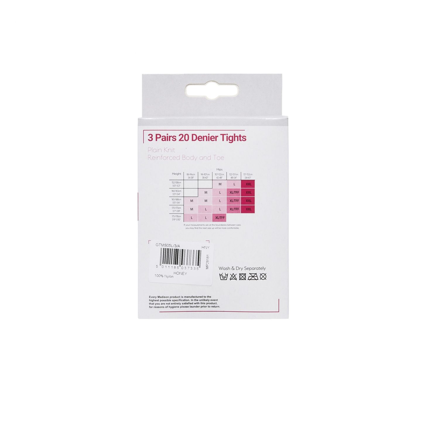 Madison 20 Denier Tights Large Honey 3 Pack