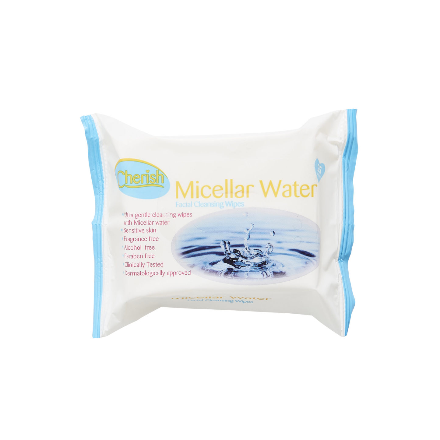 Cherish Micellar Water Facial Cleansing Wipes 25's