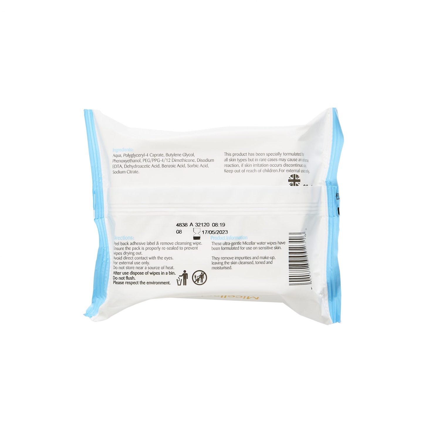 Cherish Micellar Water Facial Cleansing Wipes 25's