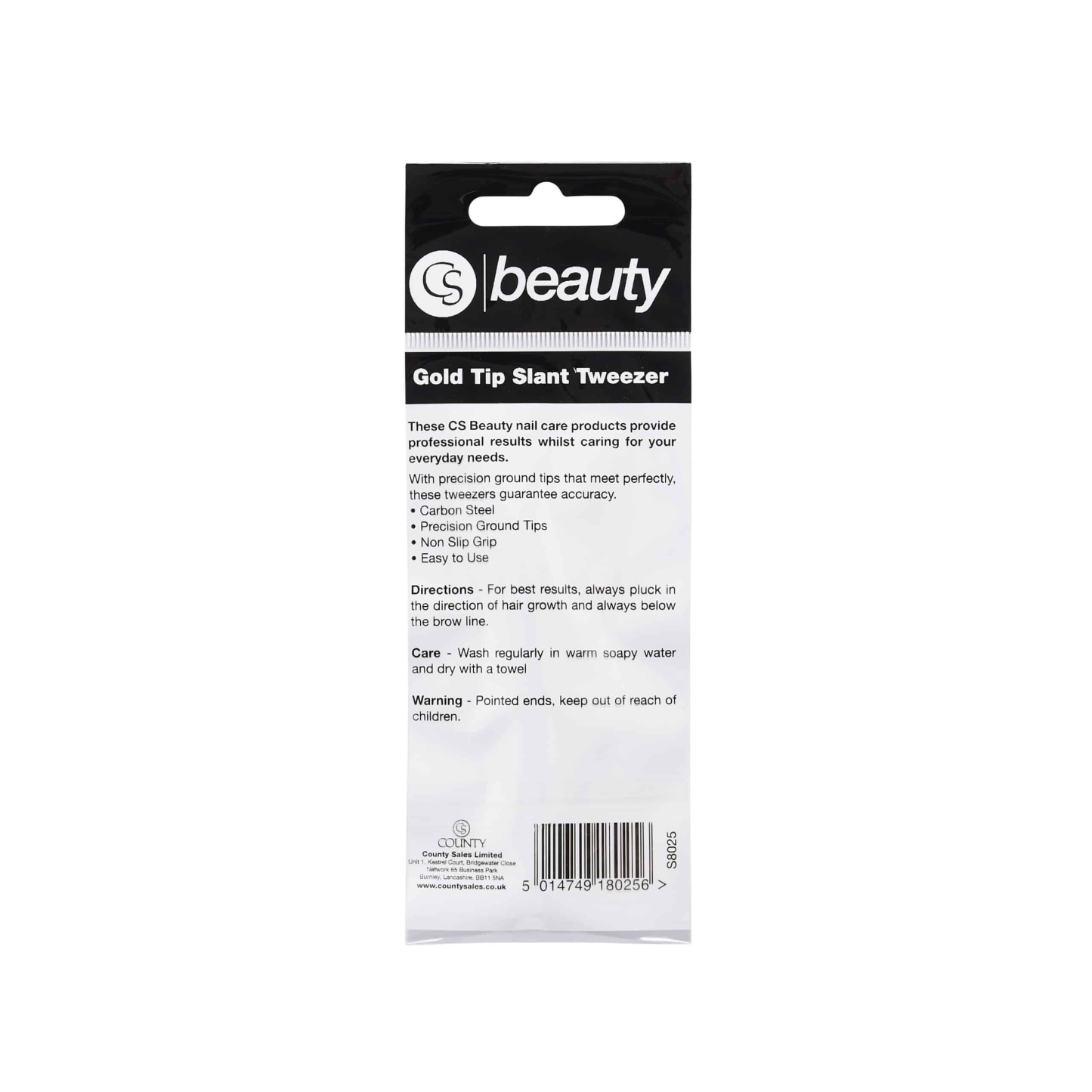 CS Beauty Gold Tip Slant Tweezer