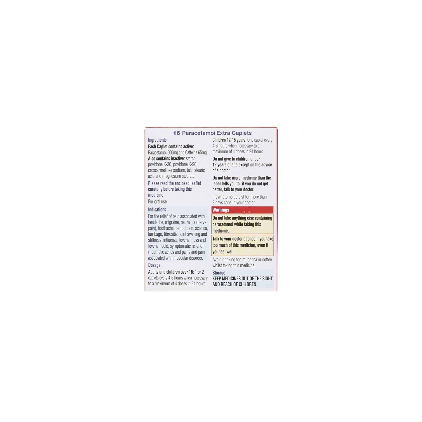 Aspar Paracetamol Extra Caplets 500mg16's