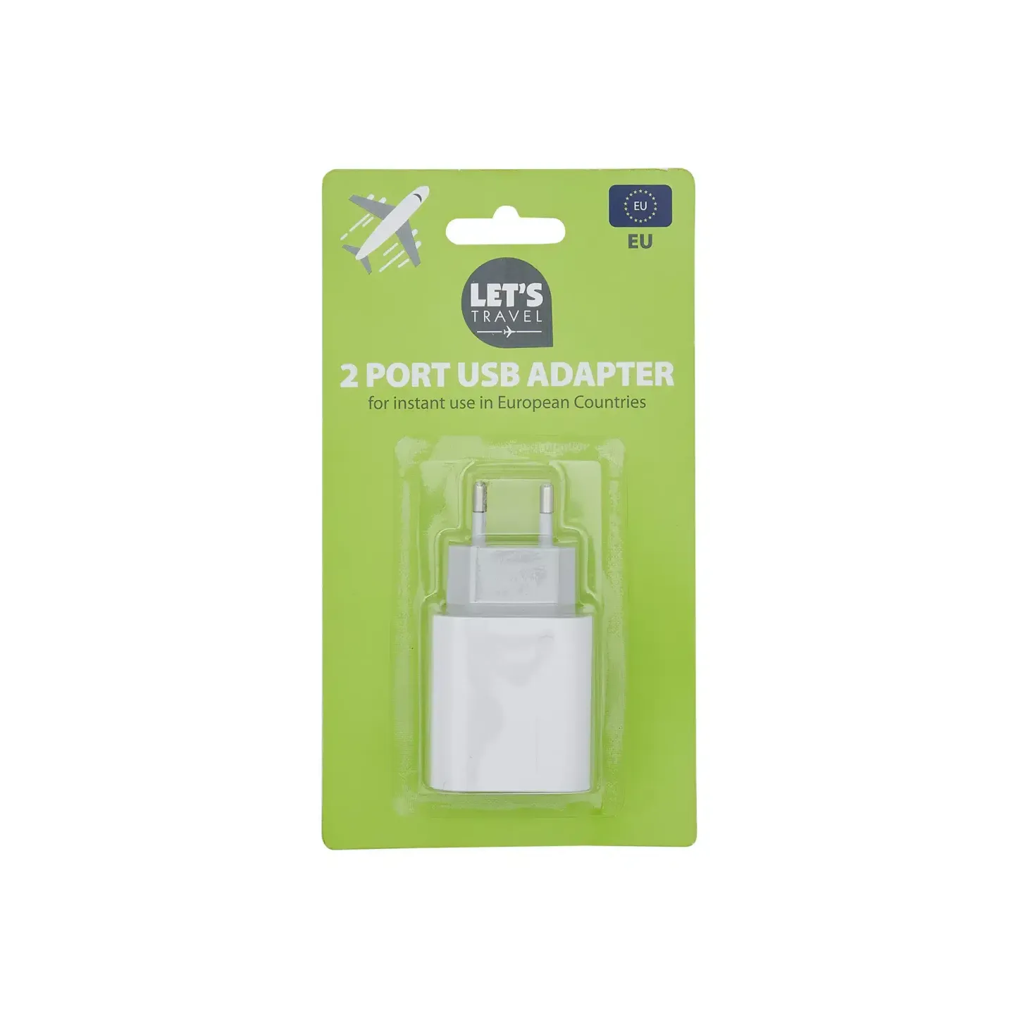 Let's Travel 2 Port USB Adapter Euro