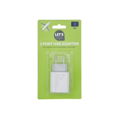 Let's Travel 2 Port USB Adapter Euro