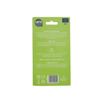 Let's Travel 2 Port USB Adapter Euro