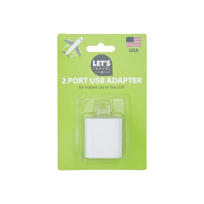 Let's Travel 2 Port USB Adapter USA